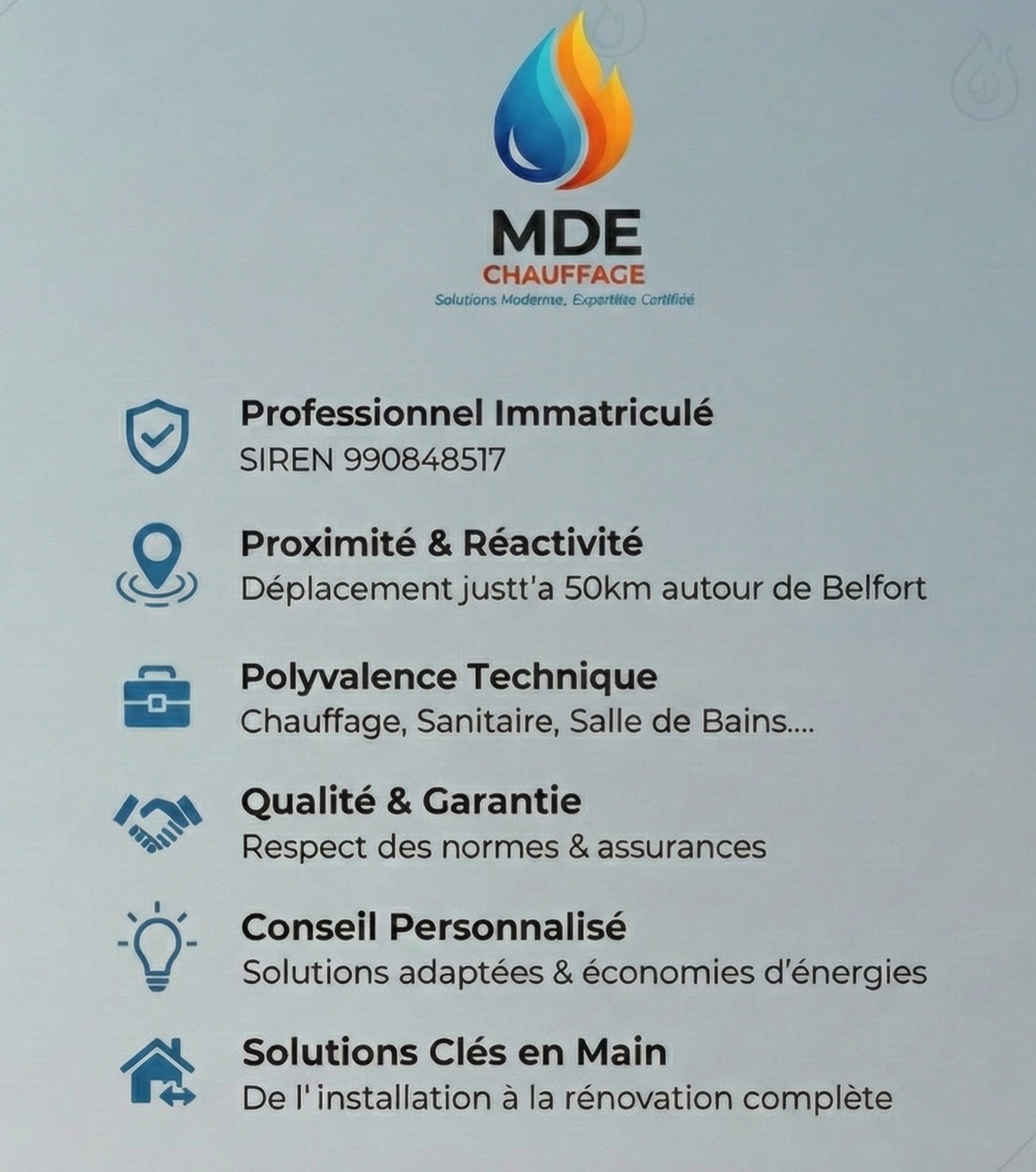 Pourquoi nous choisir MDE Chauffage essert france belfort